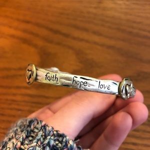 Silver faith hope love bracelet
